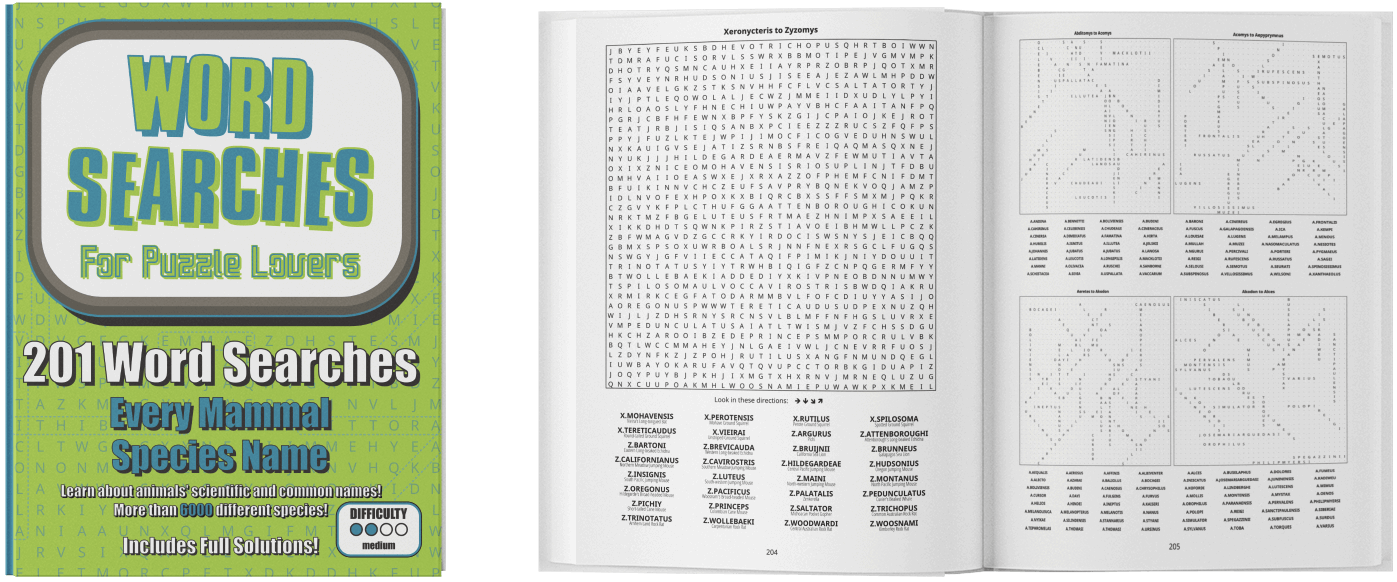 Table: All Mammal Species Names - Puzzlerific