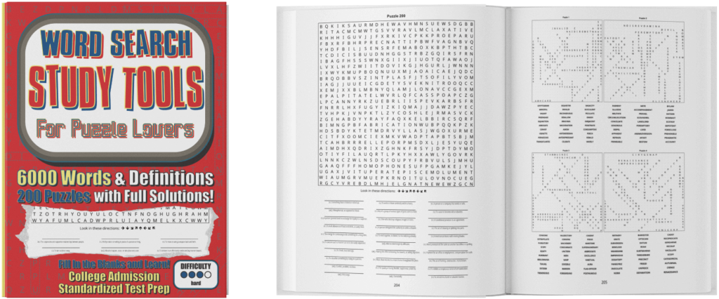 Word Search Study Tools For Puzzle Lovers: 6000 Test Words & Definitions Spread