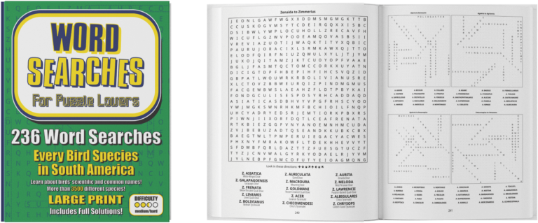 Word Searches for Puzzle Lovers - Every Bird Species in South America